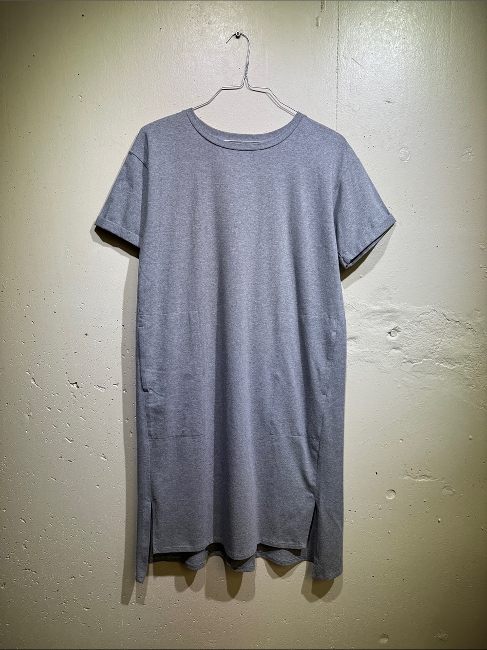 Eileen Fisher Light Gray Short Sleeve Crewneck Dress Shirt